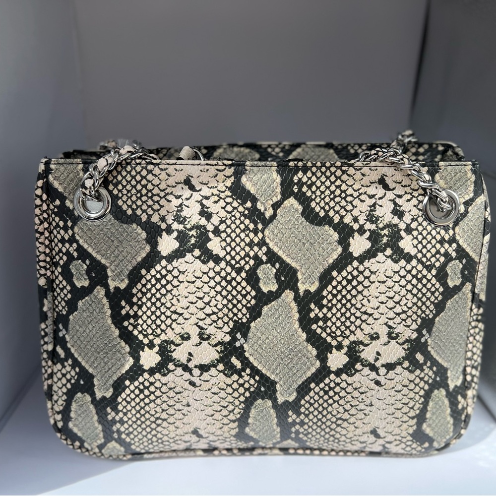 Snake Print Chain Shoulder Bag